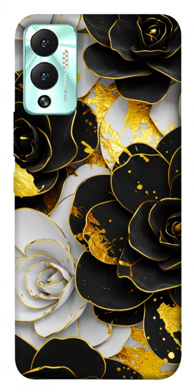 Чехол itsPrint Flower black-white для Infinix Hot 12 Play, цветы, купить оптом с доставкой