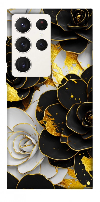 Чехол itsPrint Flower black-white для Samsung Galaxy S23 Ultra, цветы, купить оптом с доставкой
