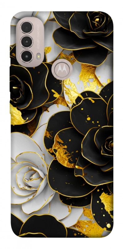 Чехол itsPrint Flower black-white для Motorola Moto E40, цветы, купить оптом с доставкой