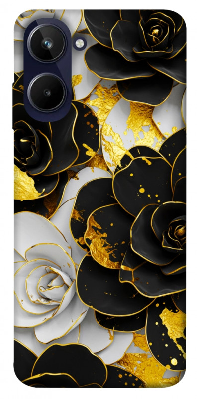 Чехол itsPrint Flower black-white для Realme 10 4G, цветы, купить оптом с доставкой
