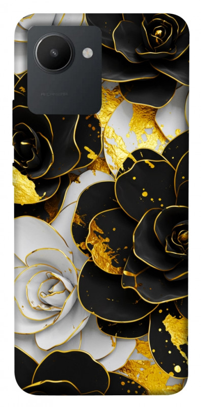 Чехол itsPrint Flower black-white для Realme C30s, цветы, купить оптом с доставкой