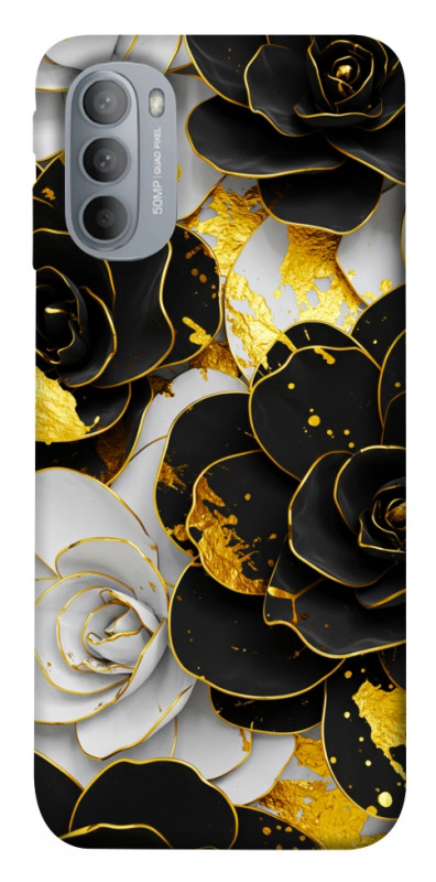 Чехол itsPrint Flower black-white для Motorola Moto G31, цветы, купить оптом с доставкой