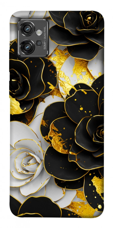 Чехол itsPrint Flower black-white для Motorola Moto G32, цветы, купить оптом с доставкой
