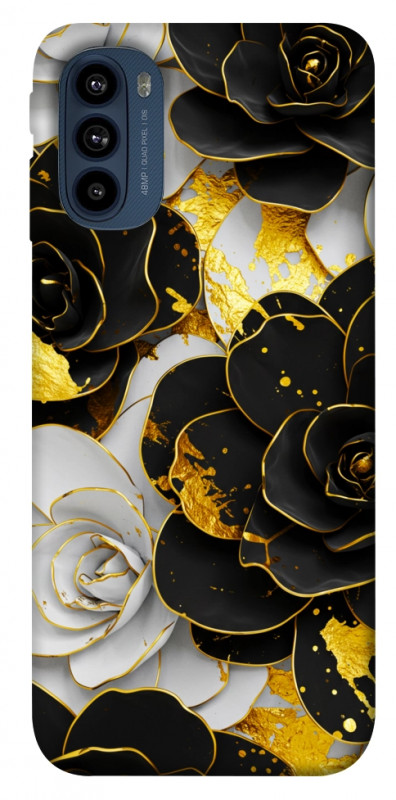 Чехол itsPrint Flower black-white для Motorola Moto G41, цветы, купить оптом с доставкой