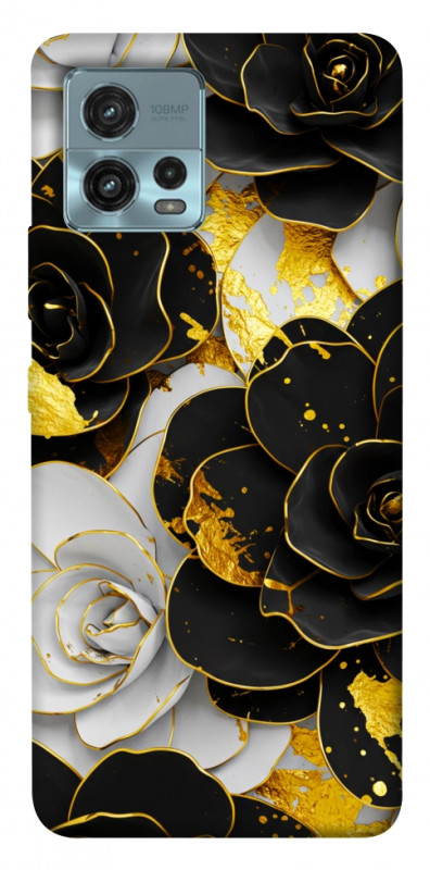 Чехол itsPrint Flower black-white для Motorola Moto G72, цветы, купить оптом с доставкой