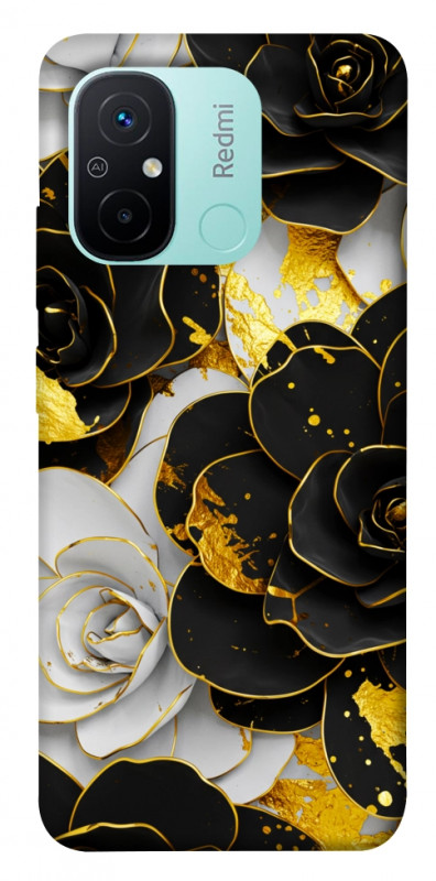 Чехол itsPrint Flower black-white для Xiaomi Redmi 12C, цветы, купить оптом с доставкой