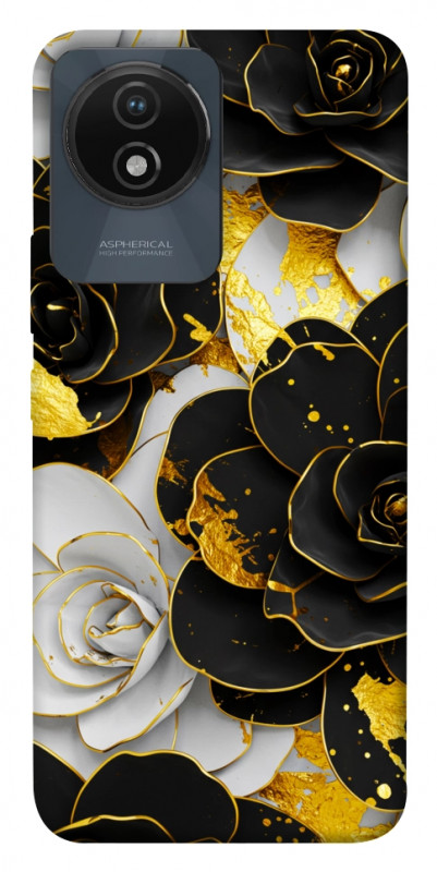 Чехол itsPrint Flower black-white для Vivo Y02, цветы, купить оптом с доставкой