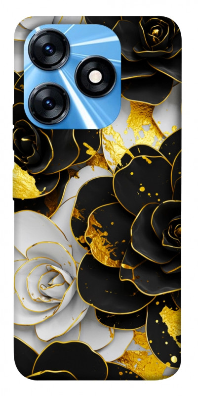 Чехол itsPrint Flower black-white для TECNO Spark 10 Pro, цветы, купить оптом с доставкой