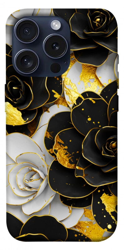 Чехол itsPrint Flower black-white для Apple iPhone 15 Pro (6.1"), цветы, купить оптом с доставкой