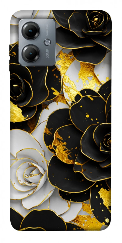 Чехол itsPrint Flower black-white для Motorola Moto G14, цветы, купить оптом с доставкой