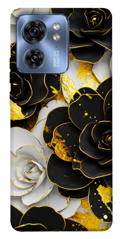 Чехол itsPrint Flower black-white для Motorola Edge 40, цветы, купить оптом с доставкой