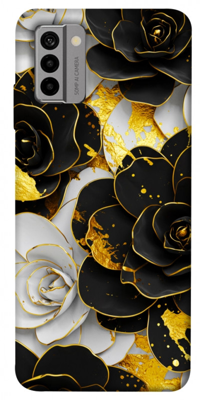 Чехол itsPrint Flower black-white для Nokia G22, цветы, купить оптом с доставкой
