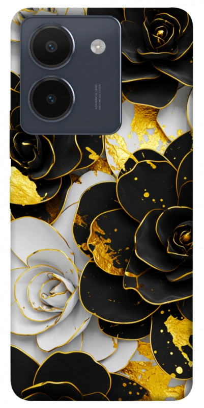 Чехол itsPrint Flower black-white для Vivo Y36, цветы, купить оптом с доставкой
