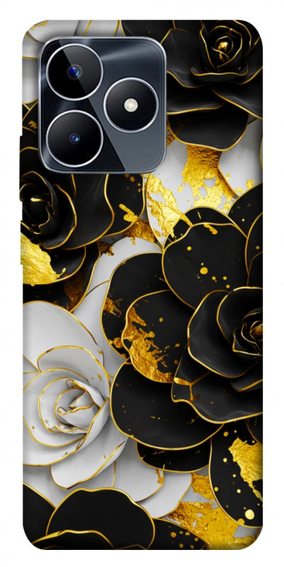 Чехол itsPrint Flower black-white для Realme C53, цветы, купить оптом с доставкой