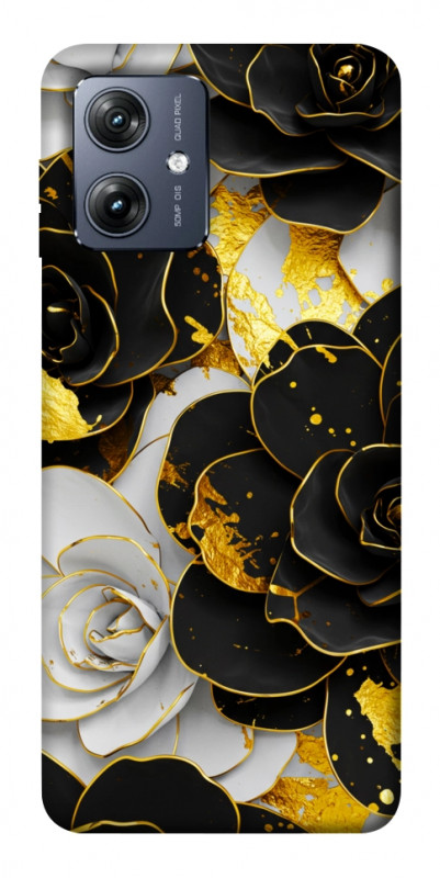 Чехол itsPrint Flower black-white для Motorola Moto G54, цветы, купить оптом с доставкой