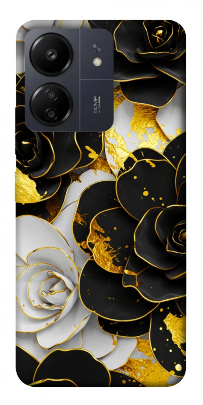 Чехол itsPrint Flower black-white для Xiaomi Redmi 13C, цветы, купить оптом с доставкой