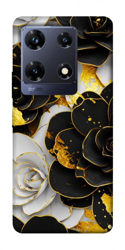Чехол itsPrint Flower black-white для Infinix Note 30 Pro, цветы, купить оптом с доставкой
