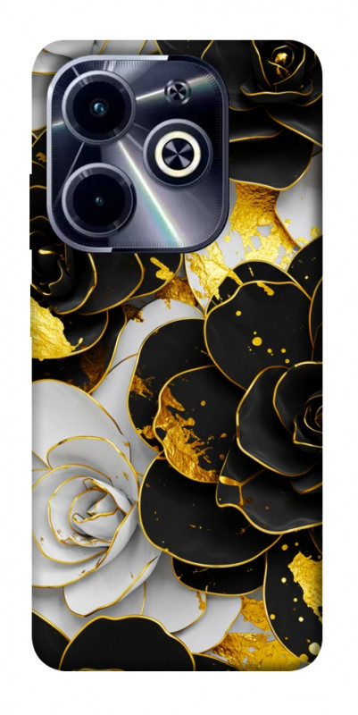 Чехол itsPrint Flower black-white для Infinix Hot 40i, цветы, купить оптом с доставкой