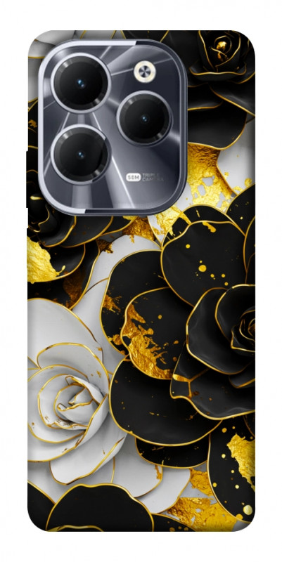 Чехол itsPrint Flower black-white для Infinix Hot 40, цветы, купить оптом с доставкой
