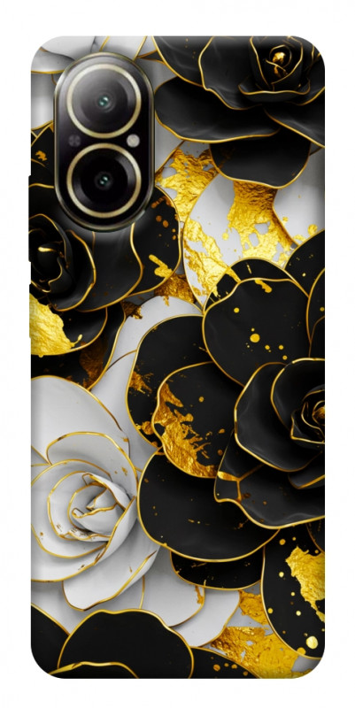 Чехол itsPrint Flower black-white для Realme C67 4G, цветы, купить оптом с доставкой