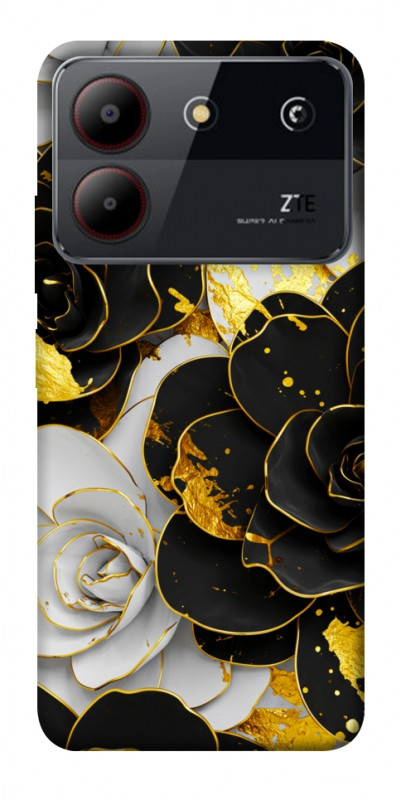 Чехол itsPrint Flower black-white для ZTE Blade A54 4G, цветы, купить оптом с доставкой