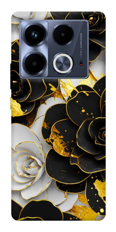 Чехол itsPrint Flower black-white для Infinix Note 40 4G, цветы, купить оптом с доставкой