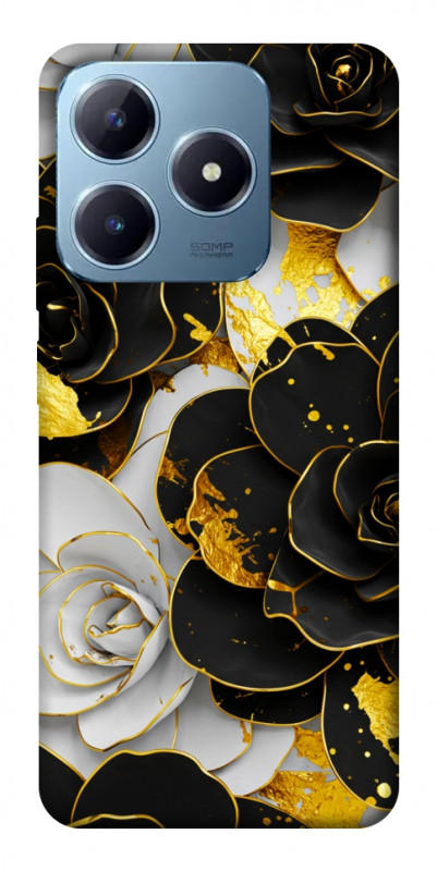 Чехол itsPrint Flower black-white для Realme C63 4G, цветы, купить оптом с доставкой