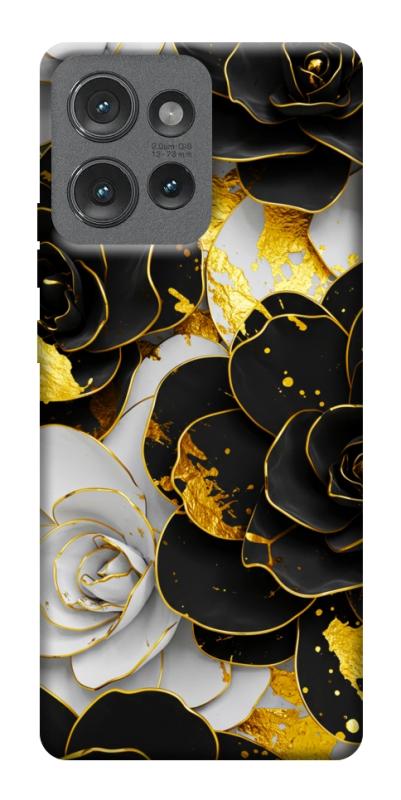 Чехол itsPrint Flower black-white для Motorola Edge 50, цветы, купить оптом с доставкой