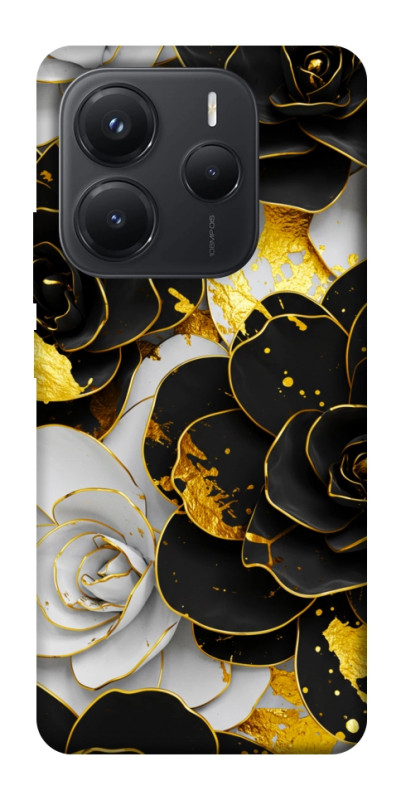 Чехол itsPrint Flower black-white для Xiaomi Redmi Note 14 5G, цветы, купить оптом с доставкой