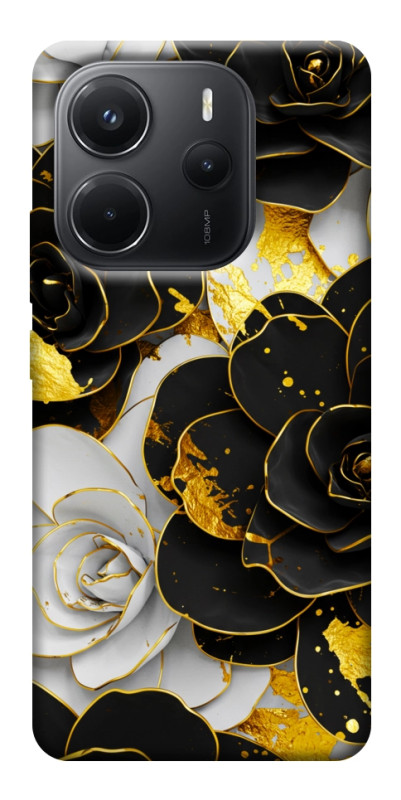Чехол itsPrint Flower black-white для Xiaomi Redmi Note 14 4G (Int. version), цветы, купить оптом с доставкой