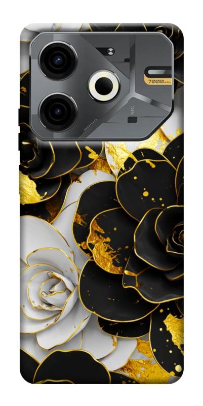 Чехол itsPrint Flower black-white для TECNO Pova 6 Neo (LI6), цветы, купить оптом с доставкой