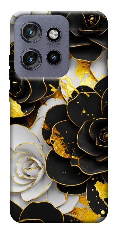 Чехол itsPrint Flower black-white для Motorola Edge 50 Neo, цветы, купить оптом с доставкой