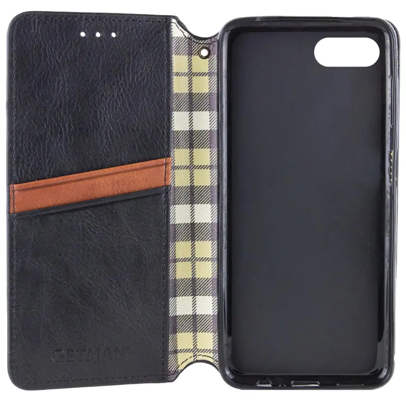 Кожаный чехол-книжка GETMAN Cubic (PU) для Apple iPhone 7 / 8 / SE (2020) (4.7"), Черный 2, Искусственная кожа, купить оптом с доставкой