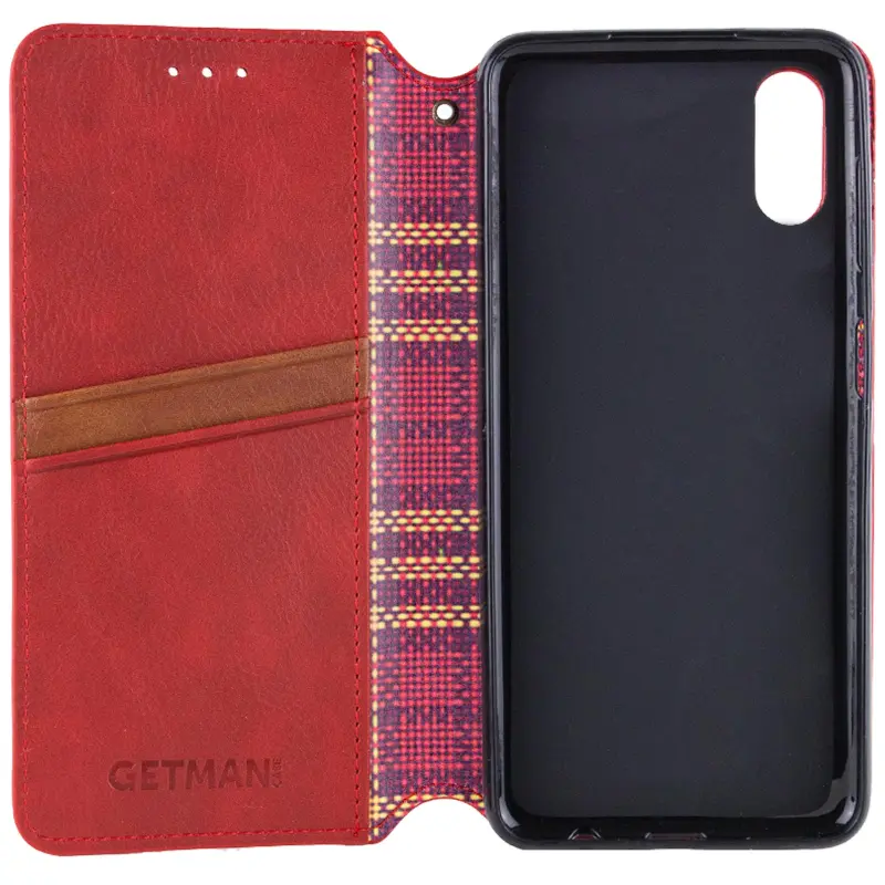 Кожаный чехол-книжка GETMAN Cubic (PU) для Apple iPhone XR (6.1"), Красный 2, Искусственная кожа, купить оптом с доставкой