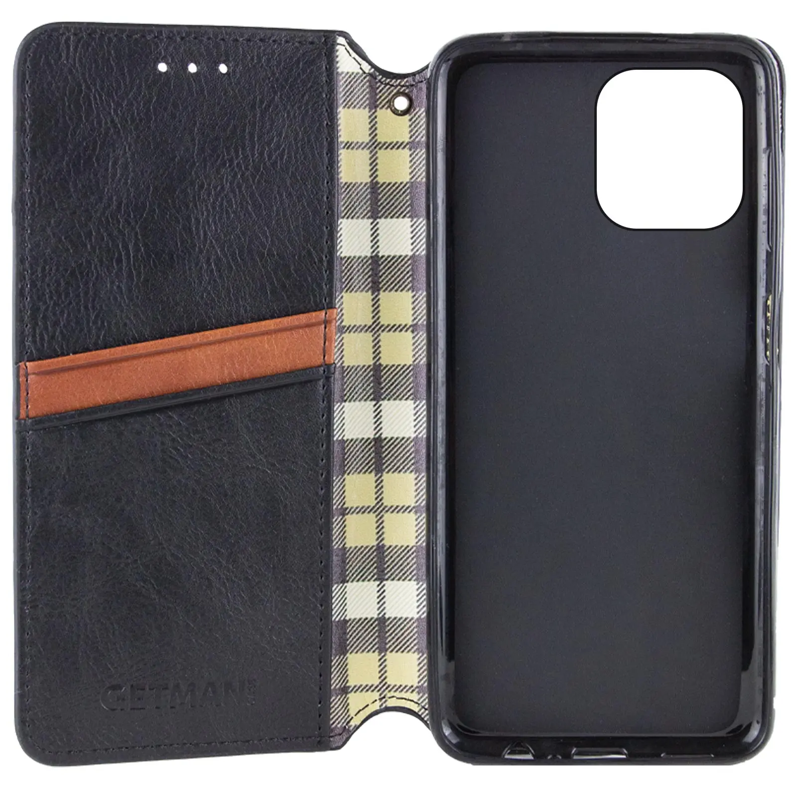 Кожаный чехол-книжка GETMAN Cubic (PU) для Apple iPhone 12 Pro / 12 (6.1"), Черный 1, Искусственная кожа, купить оптом с доставкой