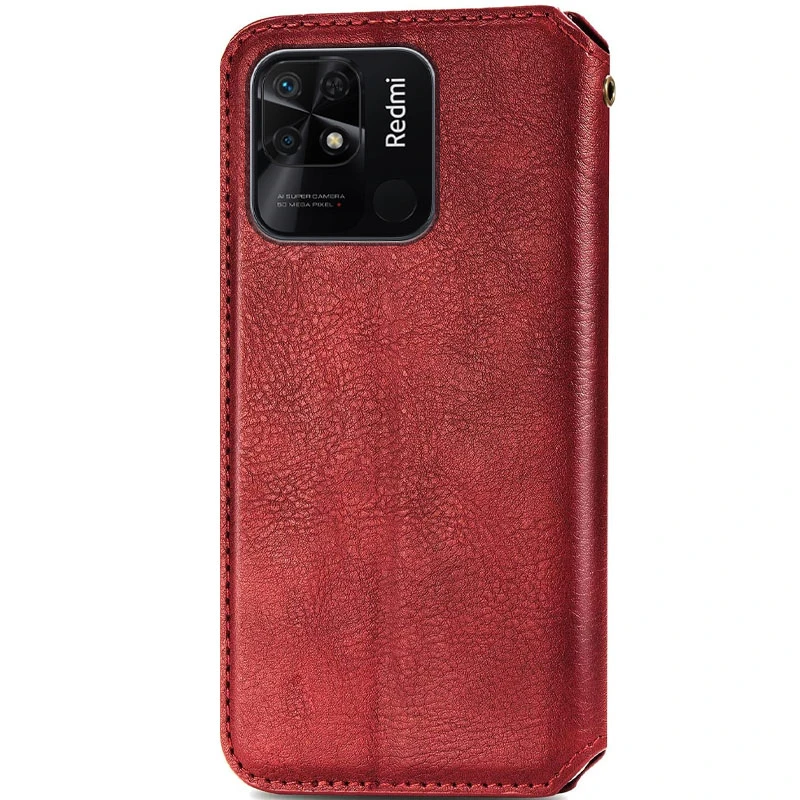 Кожаный чехол-книжка GETMAN Cubic (PU) для Xiaomi Redmi 10A, Красный 1, Искусственная кожа, купить оптом с доставкой