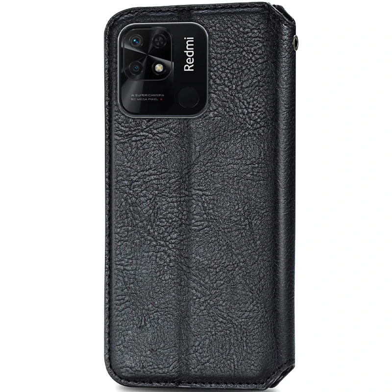 Кожаный чехол-книжка GETMAN Cubic (PU) для Xiaomi Redmi 10A, Черный 1, Искусственная кожа, купить оптом с доставкой