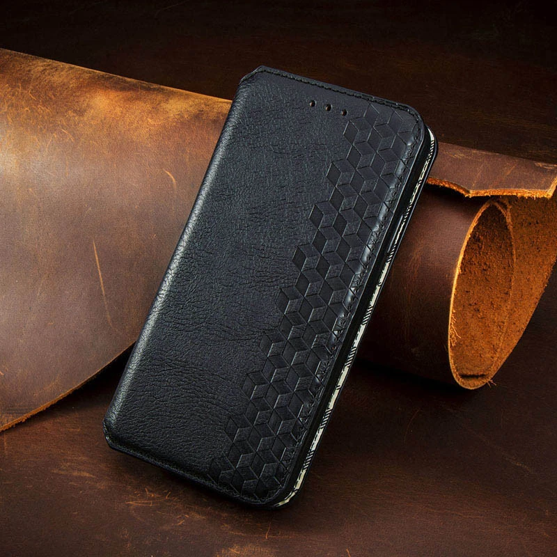Кожаный чехол-книжка GETMAN Cubic (PU) для Xiaomi Redmi 10A, Черный 3, Искусственная кожа, купить оптом с доставкой