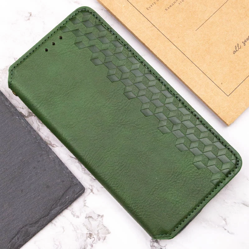 Кожаный чехол-книжка GETMAN Cubic (PU) для Motorola Moto G05 / E15, Зеленый 6, Искусственная кожа, купить оптом с доставкой