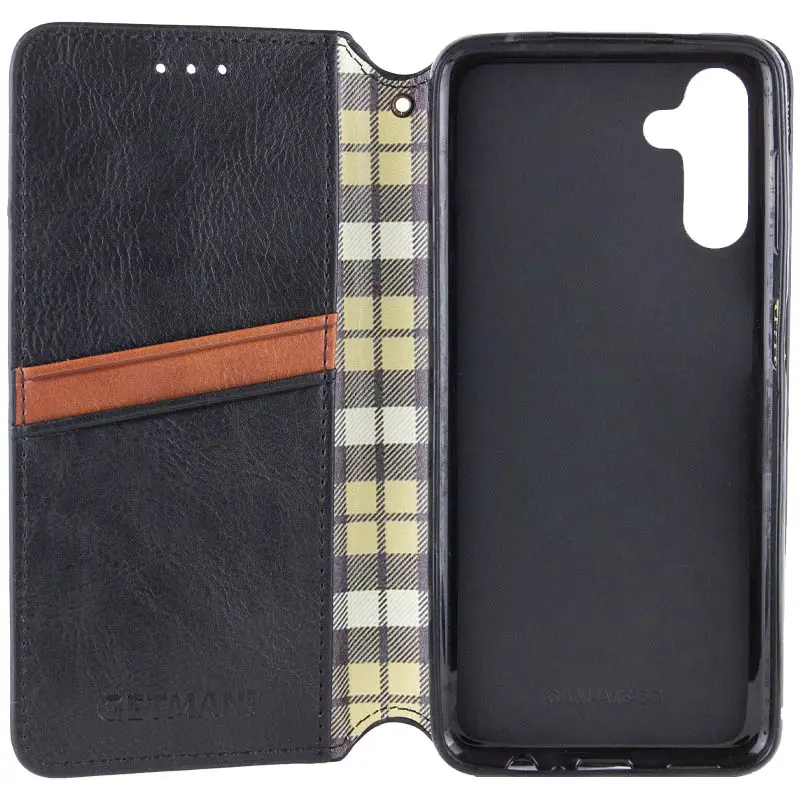 Кожаный чехол-книжка GETMAN Cubic (PU) для Samsung Galaxy A17 4G/5G, Черный 2, Искусственная кожа, купить оптом с доставкой