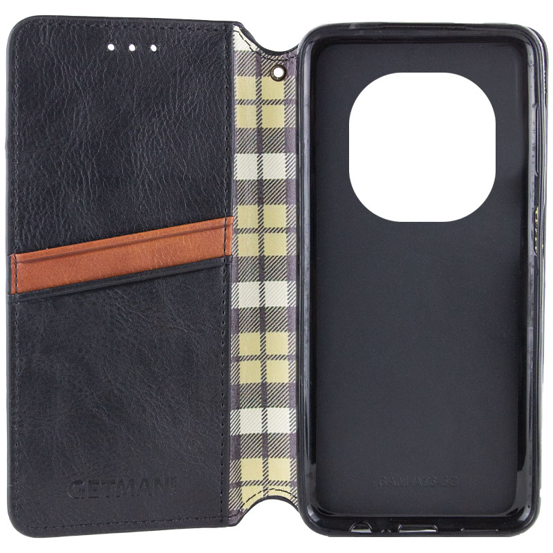 Кожаный чехол-книжка GETMAN Cubic (PU) для Xiaomi Redmi Note 15 Pro+ 5G, Черный 3, Искусственная кожа, купить оптом с доставкой