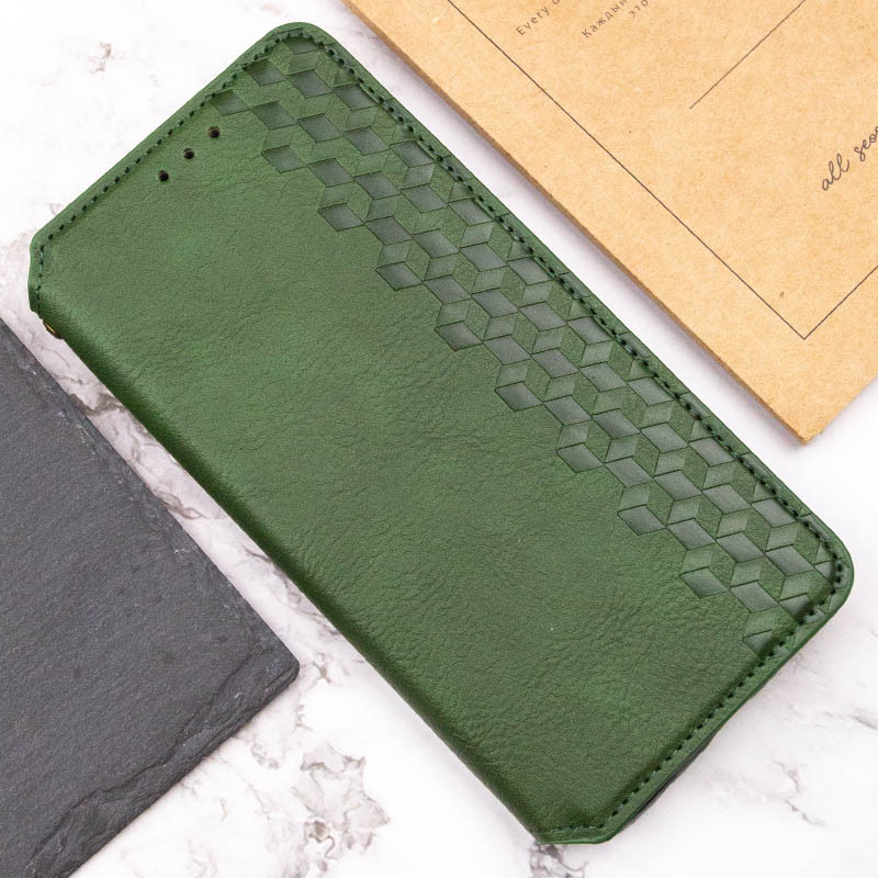 Кожаный чехол-книжка GETMAN Cubic (PU) для Motorola Moto G67 / G77, Зеленый 6, Искусственная кожа, купить оптом с доставкой