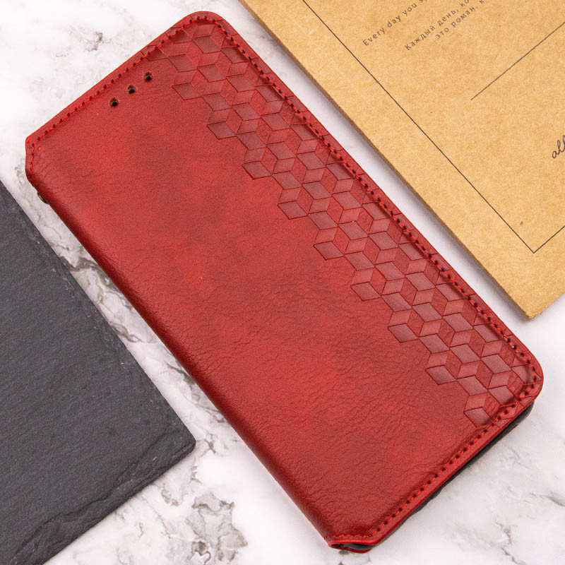 Кожаный чехол-книжка GETMAN Cubic (PU) для Motorola Moto G67 / G77, Красный 3, Искусственная кожа, купить оптом с доставкой