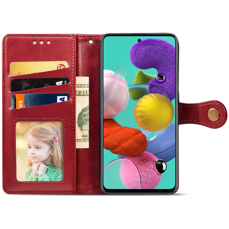 Шкіряний чохол-книжка GETMAN Gallant (PU) для Samsung Galaxy A51, Червоний 1, Штучна шкіра, купити оптом з доставкою