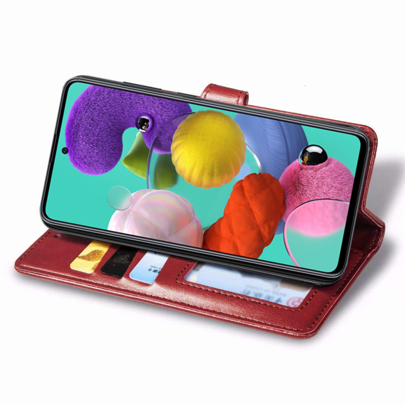 Шкіряний чохол-книжка GETMAN Gallant (PU) для Samsung Galaxy A51, Червоний 2, Штучна шкіра, купити оптом з доставкою