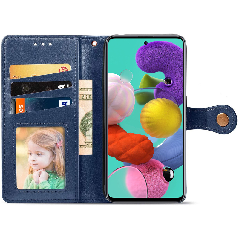Шкіряний чохол-книжка GETMAN Gallant (PU) для Samsung Galaxy A51, Синій 1, Штучна шкіра, купити оптом з доставкою