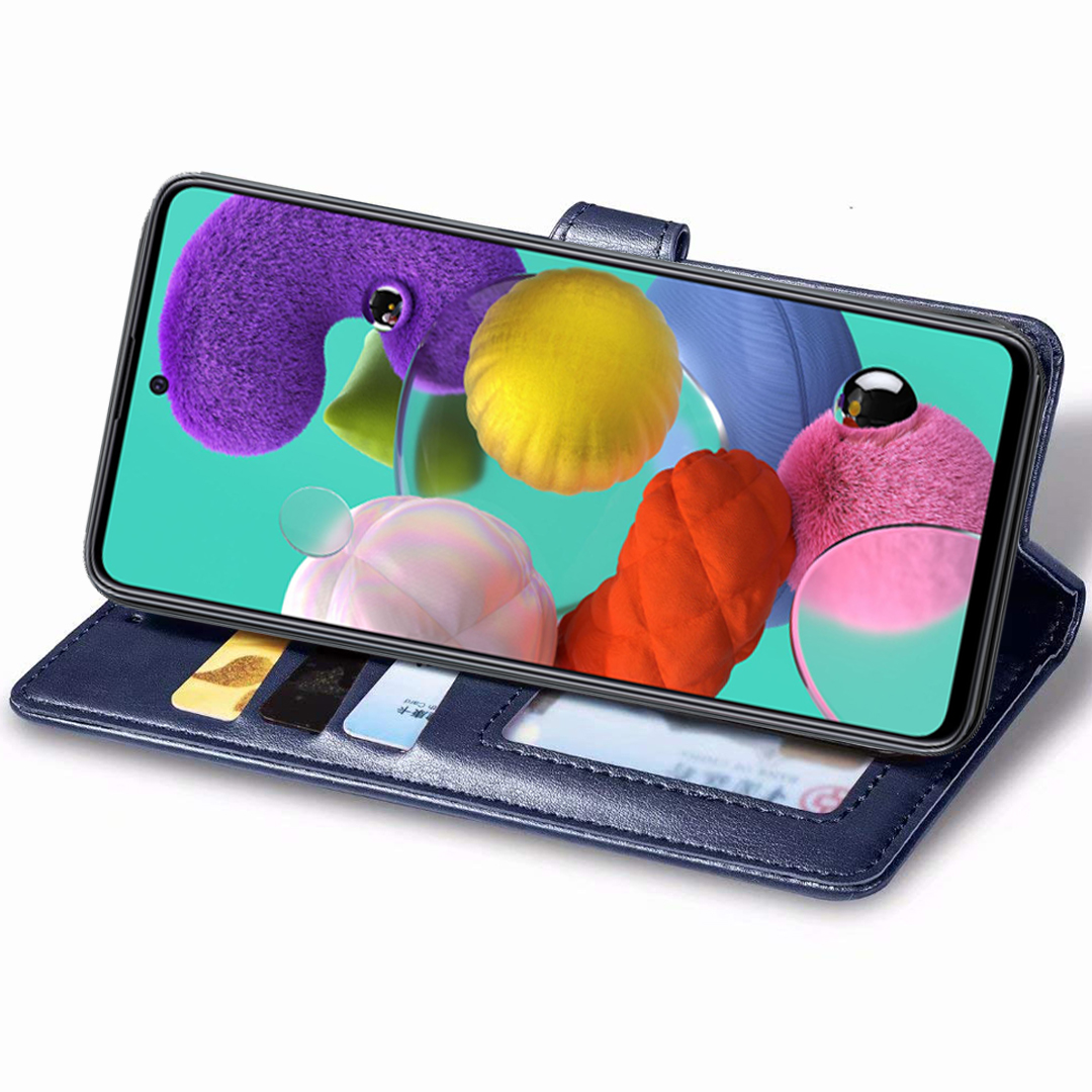 Шкіряний чохол-книжка GETMAN Gallant (PU) для Samsung Galaxy A51, Синій 2, Штучна шкіра, купити оптом з доставкою