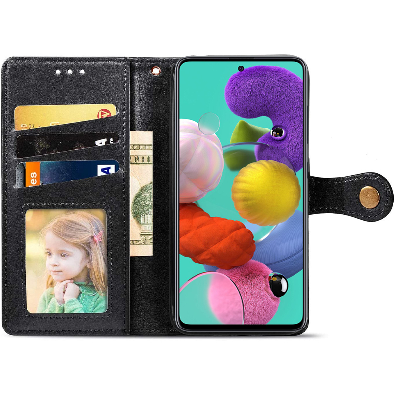 Шкіряний чохол-книжка GETMAN Gallant (PU) для Samsung Galaxy A51, Чорний 1, Штучна шкіра, купити оптом з доставкою
