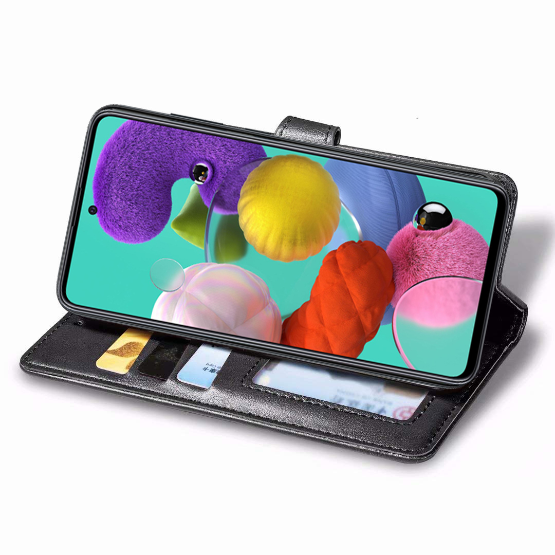 Шкіряний чохол-книжка GETMAN Gallant (PU) для Samsung Galaxy A51, Чорний 2, Штучна шкіра, купити оптом з доставкою