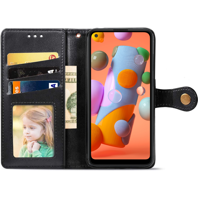 Шкіряний чохол-книжка GETMAN Gallant (PU) для Samsung Galaxy A11, Чорний 1, Штучна шкіра, купити оптом з доставкою